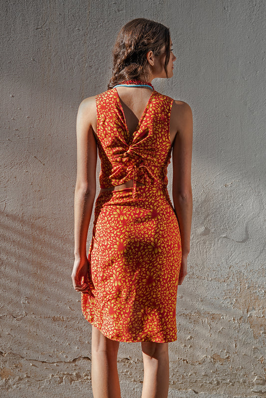 Gigi top - red bloom print