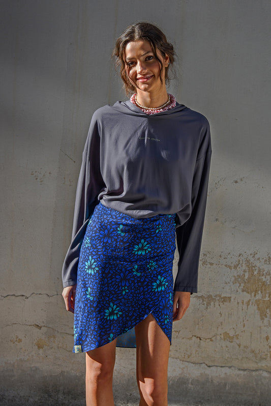 180 wrap pareo - bloom in blue print