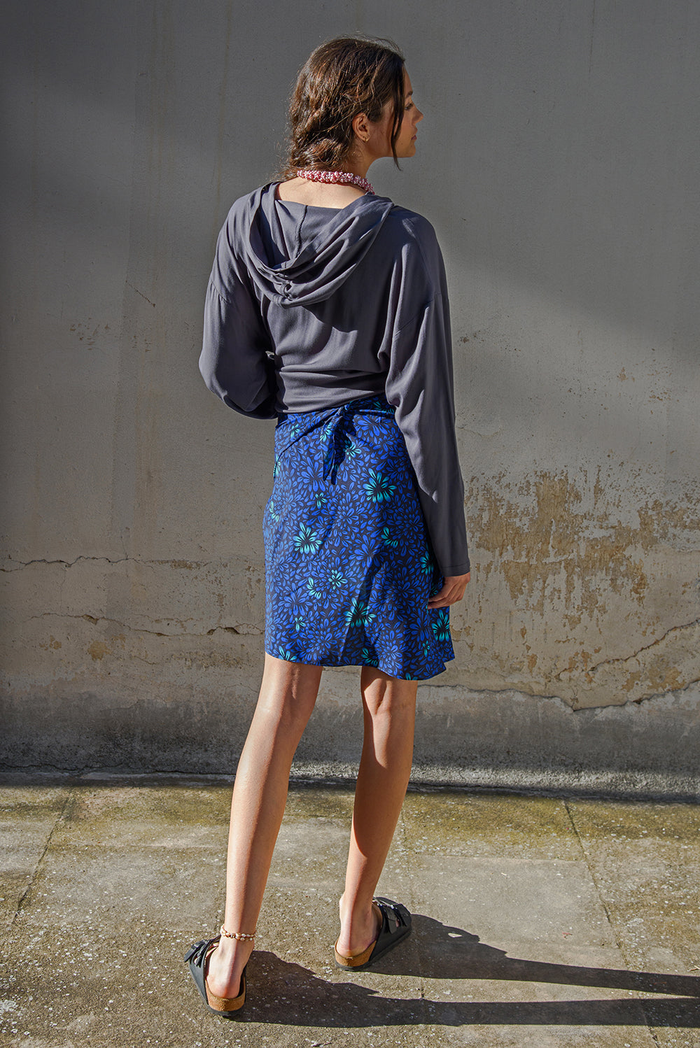 180 wrap pareo - bloom in blue print