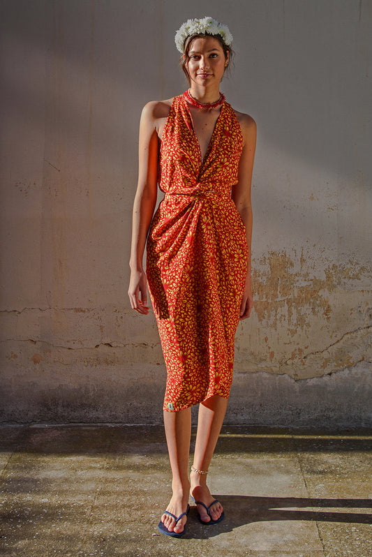 Baia dress - red bloom print