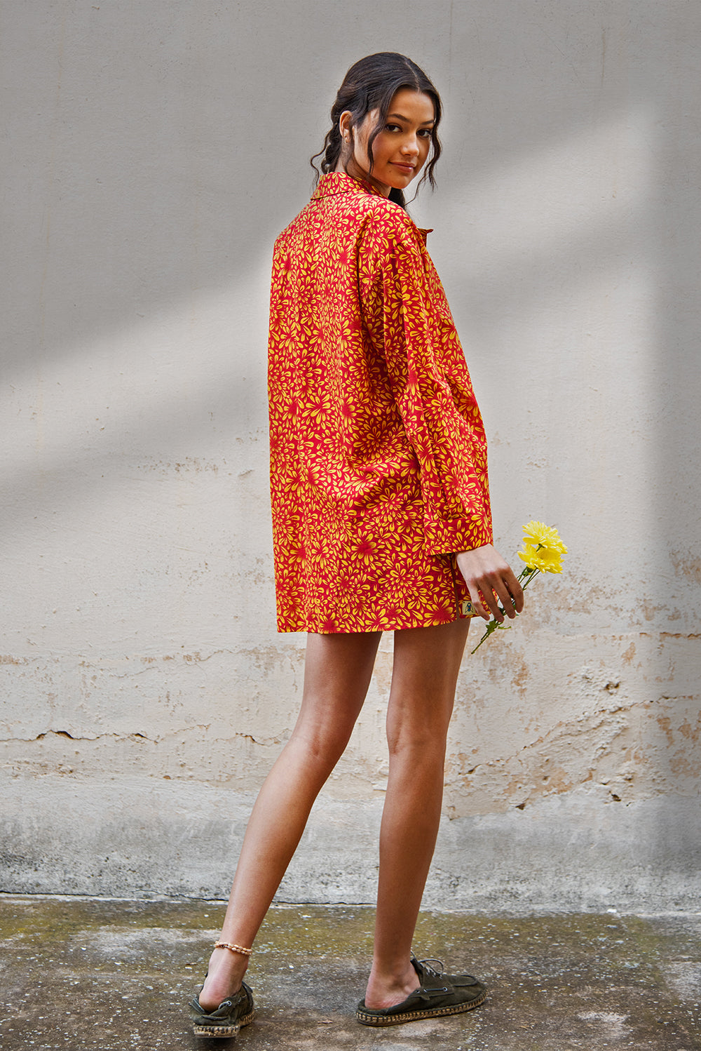 Bianca shirt - red bloom print