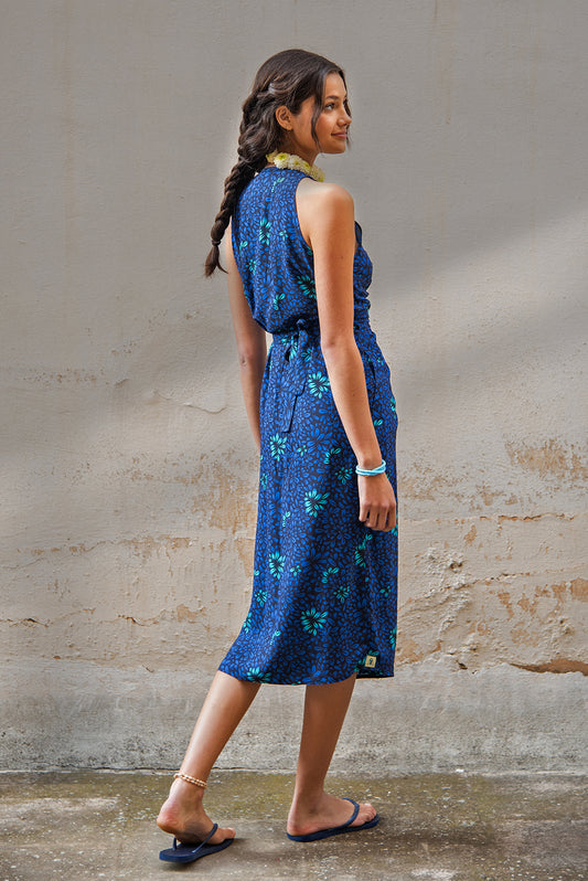 Baia wrap dress - Bloom blue print