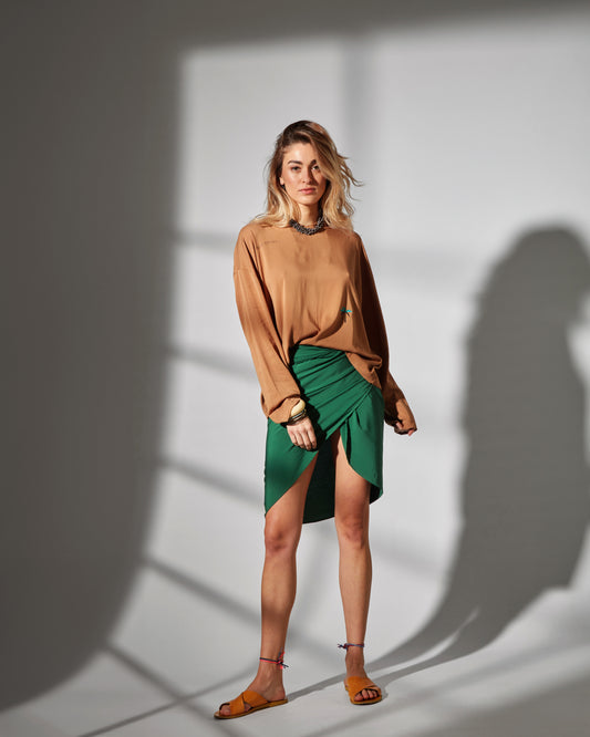 Aqua hoodie - Beige palm