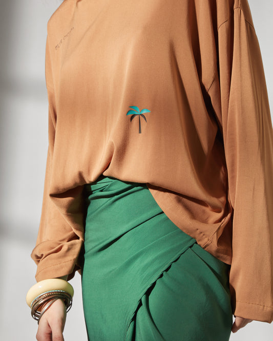 Aqua hoodie - Beige palm