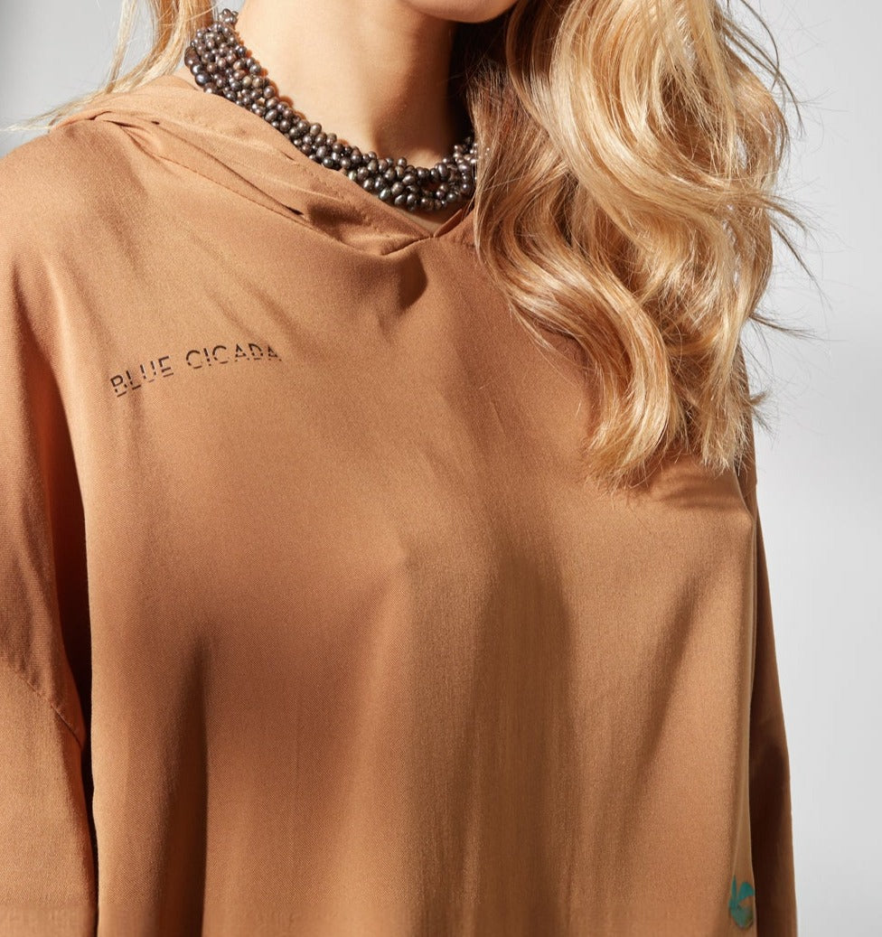 Aqua hoodie - Beige palm