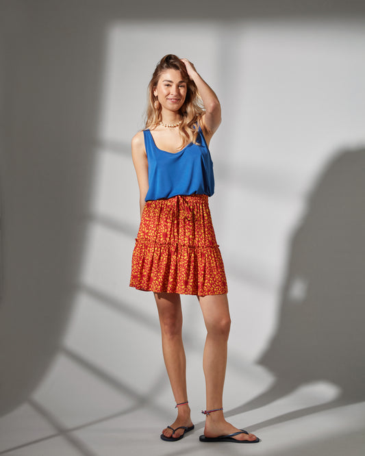 Bali skirt - bloom red print