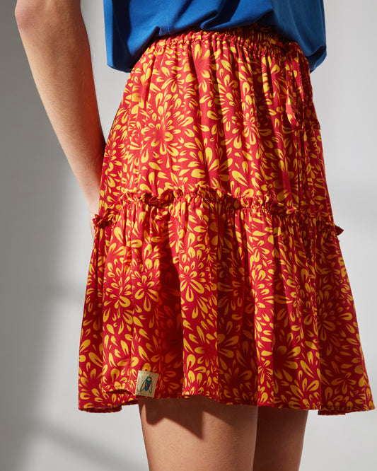 Bali skirt - bloom red print