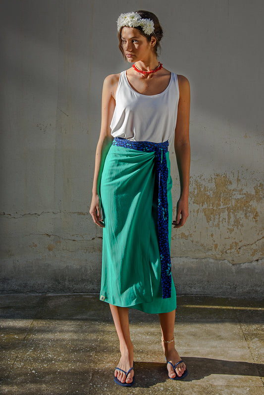 Babe wrap - green/ bloom blue