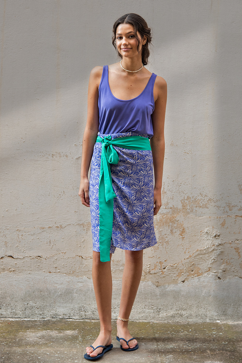 Buzz wrap - Fiori purple print/ green