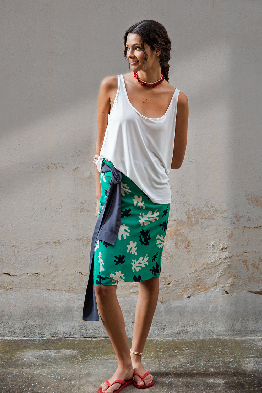 Buzz wrap - reef green print/ dark grey