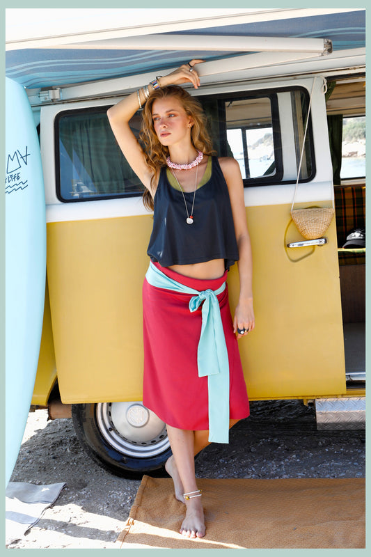 BUZZ WRAP - BLUSH. TURQUOISE