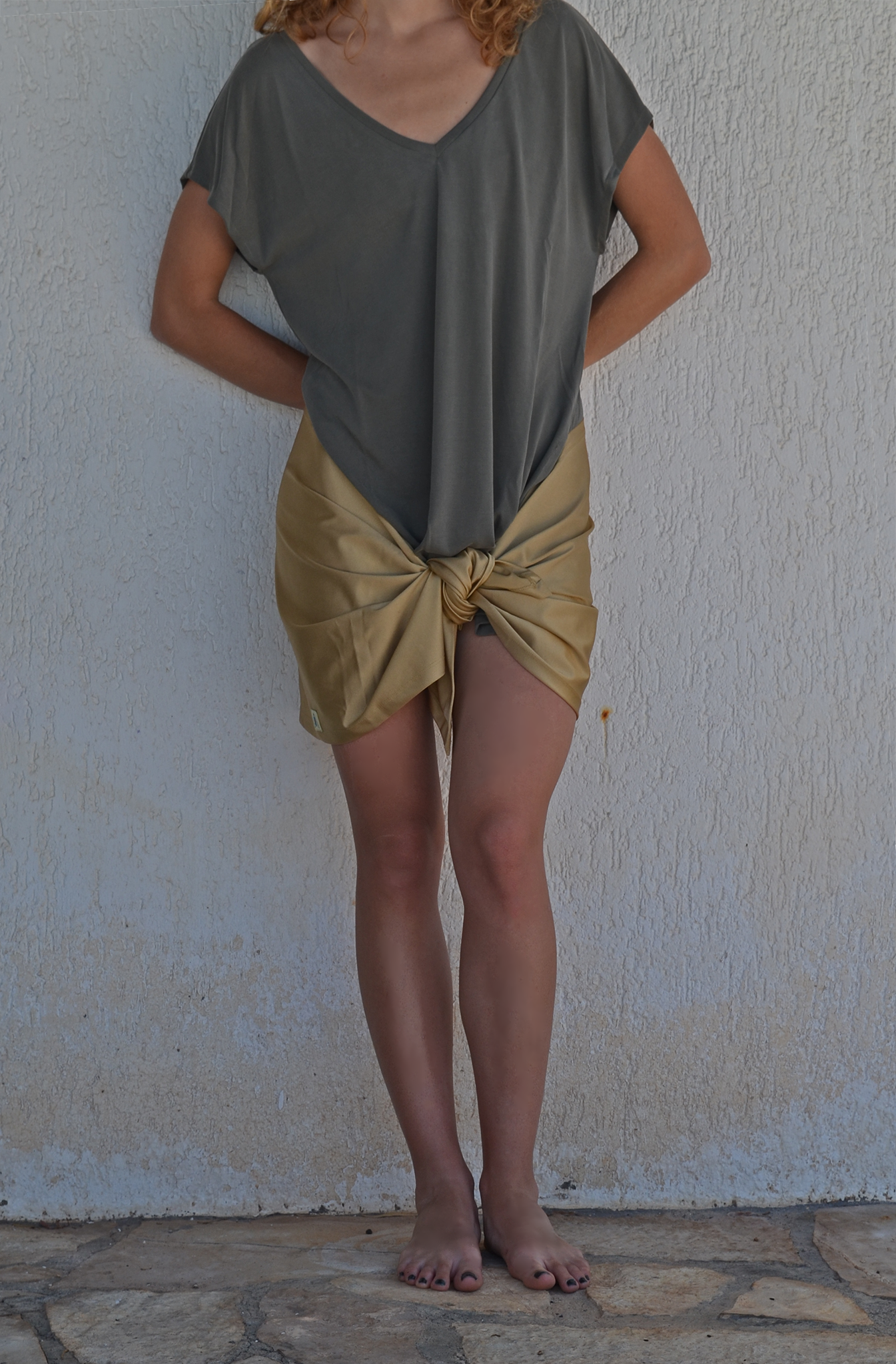 Greta dress - chaki/gold