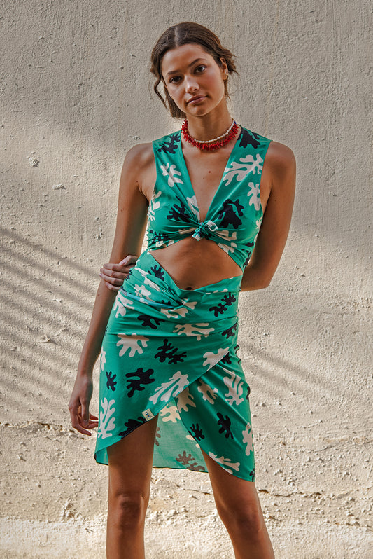 180 wrap pareo - reef green print