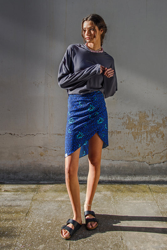 180 wrap pareo - bloom in blue print