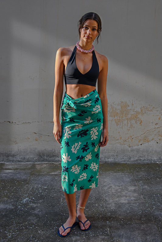 Pareo maxi - reef green print