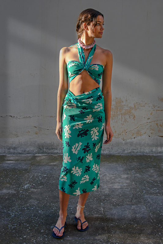 Pareo maxi - reef green print