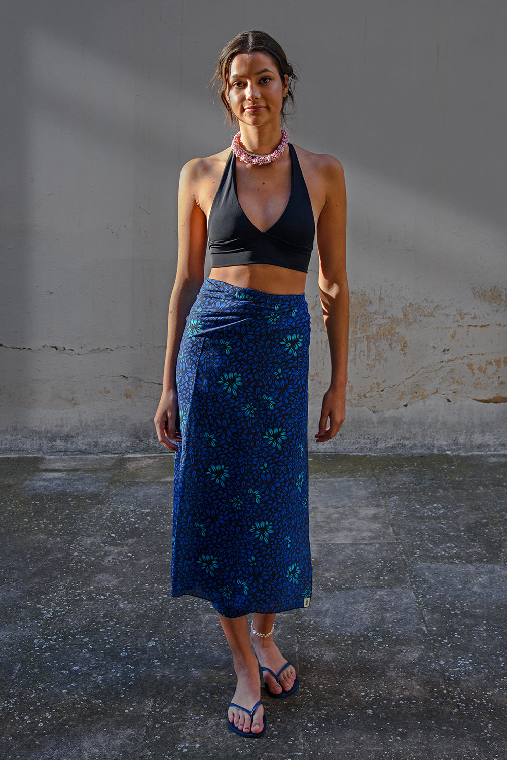 Pareo maxi - bloom blue print