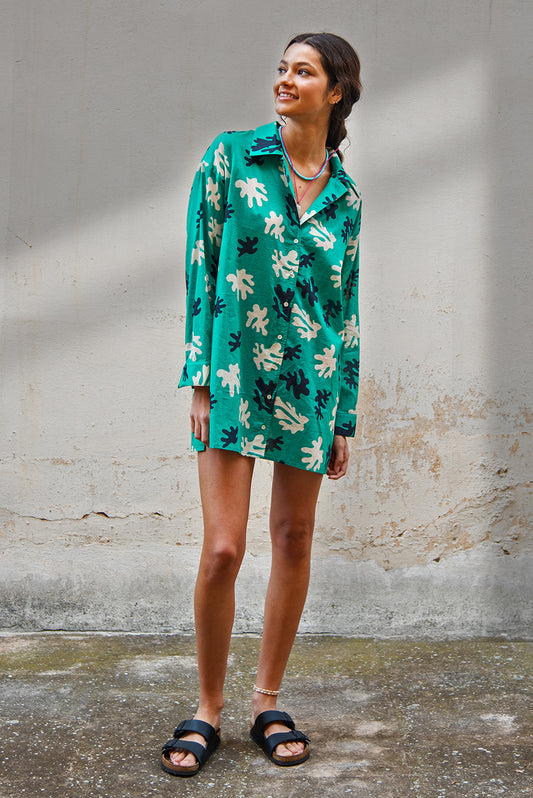Bianca shirt - reef green print