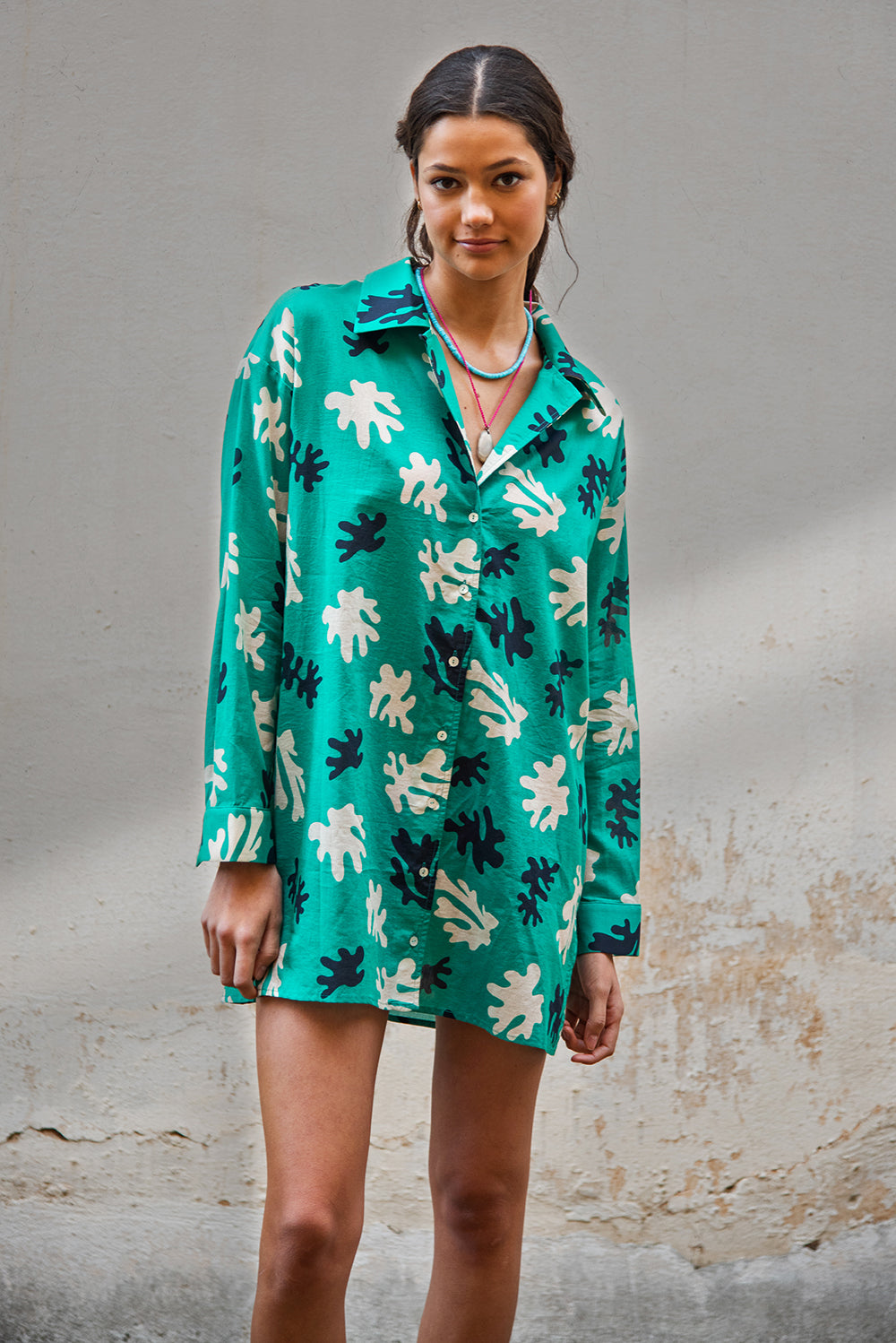 Bianca shirt - reef green print