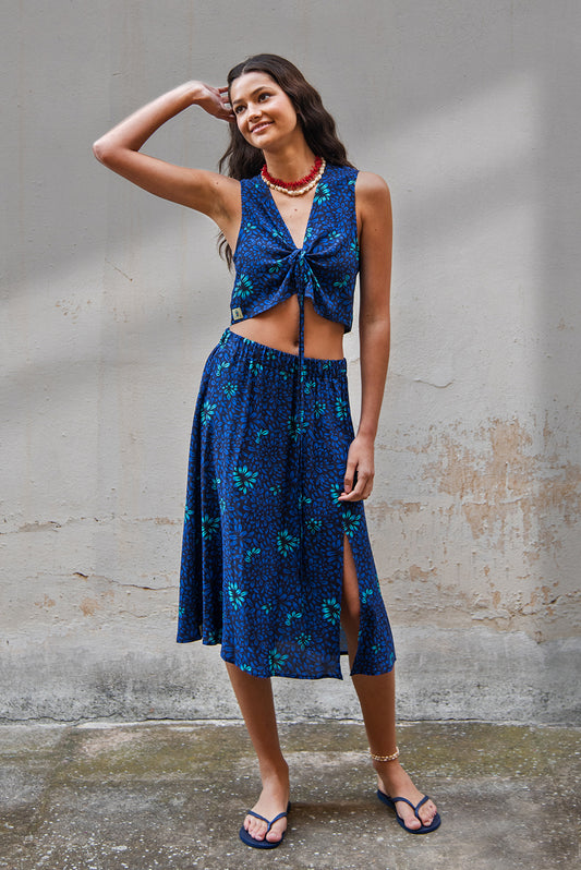 Gigi top - bloom blue print