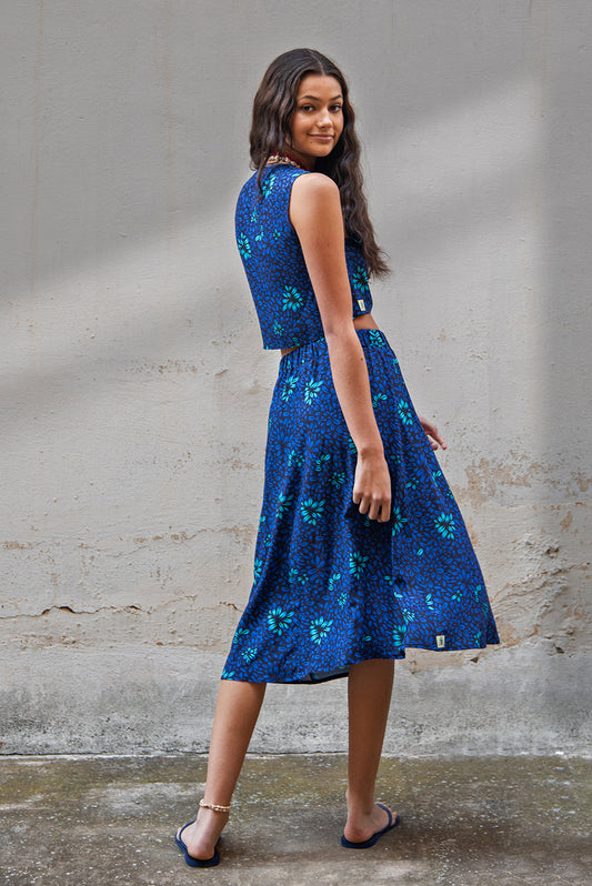 Liz skirt - bloom blue print