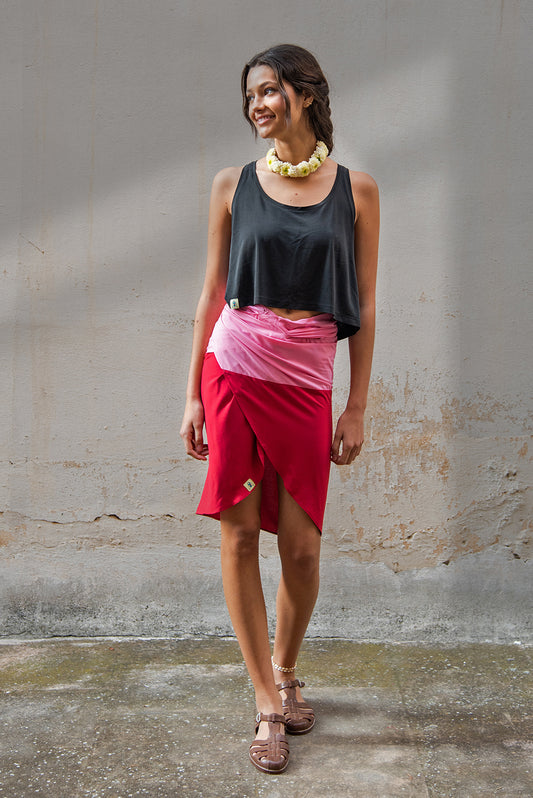 180x2 wrap pareo - red/bubble pink