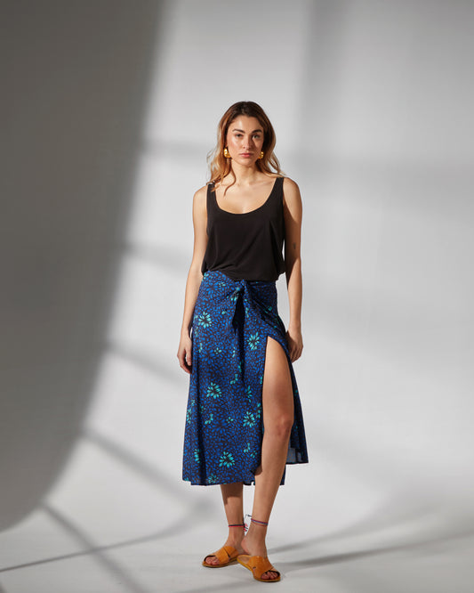 Flo skirt -bloom blue print