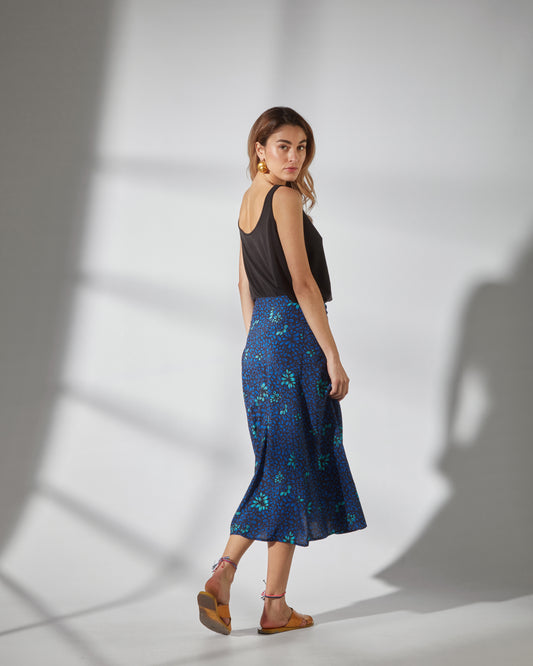 Flo skirt -bloom blue print