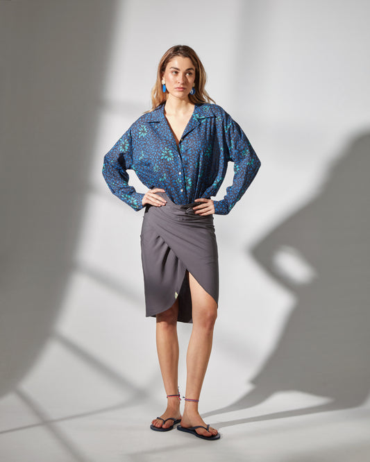 Bianca shirt - bloom blue print