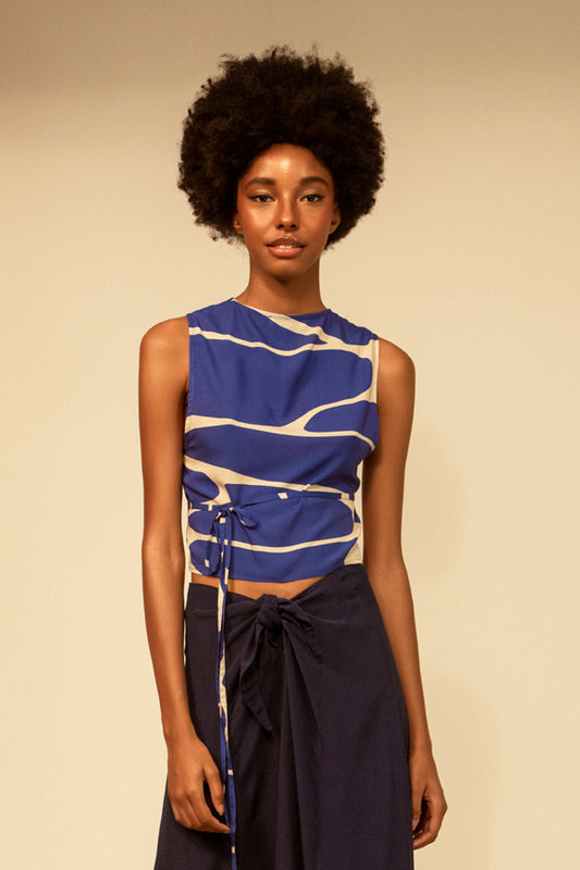 Gigi top - waves print